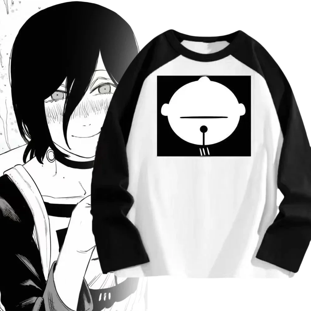 

Anime Chainsaw Man Reze Cosplay T-Shirt Bomb Costume Black White Shoulder Long Sleeved Shirt Uniform Clothing Top Summer Outfit
