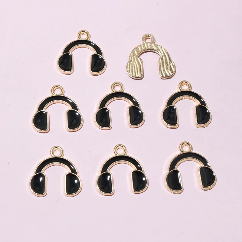 

20pcs Enamel Cute Earphone Headphones Charms Pendant 15x14.5mm Alloy DIY Earrings Necklace Jewelry Making Accessories