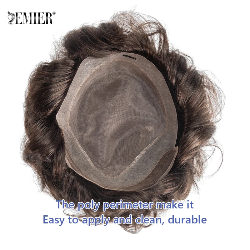 Toupee For Men Mono & PU With Lace Front 100% Indian Human Hair Piece Hair Units Male Hair Replacement System Hair Prosthesis