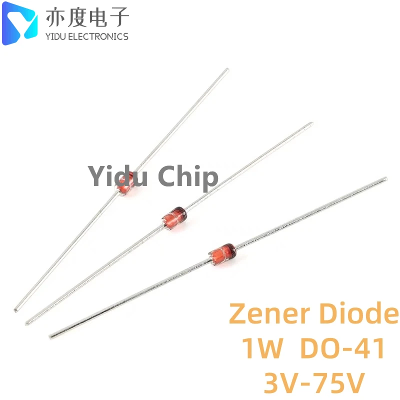 Diode Zener DIP 1W, 1N4755A 43V 1N4756A 47V 1N4757A 51V 1N4758A 56V 1N4759A 62V 1N4760A 68V 1N476l'autorisation 75V DO-41, 100 pièces/lot