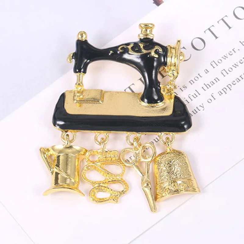 1PC Vintage Style Sartorius Sewing Machine Brooch Pins in Gold Color Plated