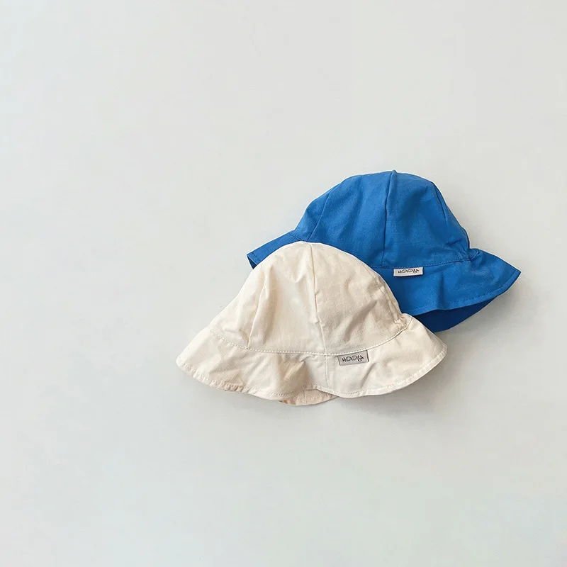 Newborn Cotton Solid Soft Spring Summer SunHat Children Bucket Hat Wide Brim Infant Kids Fisherman Hat Beach Seaside Cap