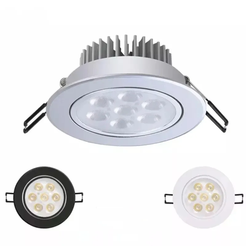 Okrągła LED typu Downlight z możliwością ściemniania 3W 6W 9W 12W 15W 18W wbudowana lampa sufitowa o dużej mocy AC85V-265V lampa sufitowa