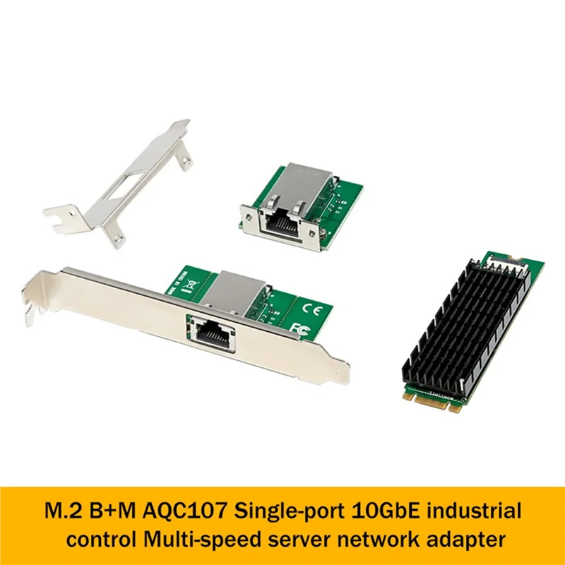 3X M.2 B + M Tarjeta de red de puerto único 10Gbe Adaptador de red Ethernet RJ45 AQC107 Servidor de grado de control industrial