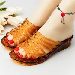 2025 Summer Women Sandals Jelly Shoes Ladies Plastic Transparent Outdoor Slippers Women Non-slip Beach Shoes Wedges Slippers