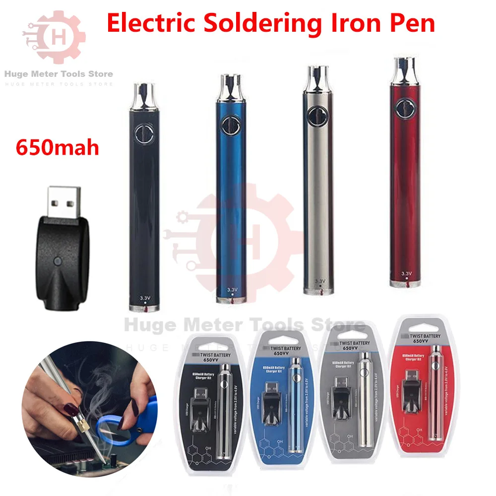 

650mah 510 Thread Battery Pen Solder Iron With USB Charging Head Portable Electric Soldering Iron Kit Welding Repair Tool