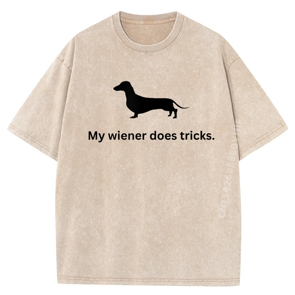 

Discount Mens T Shirts Graphic T-Shirt Mens Casual Washed Clothes My Wiener Does Tricks Printed Tees Luxury Clothes