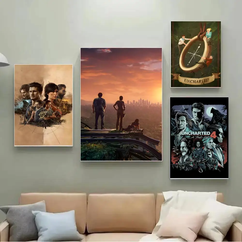 Adventure Video Game U-Uncharted Poster Wandkunst-Poster, geeignet für Clubs, Wohnzimmer und Schlafzimmer