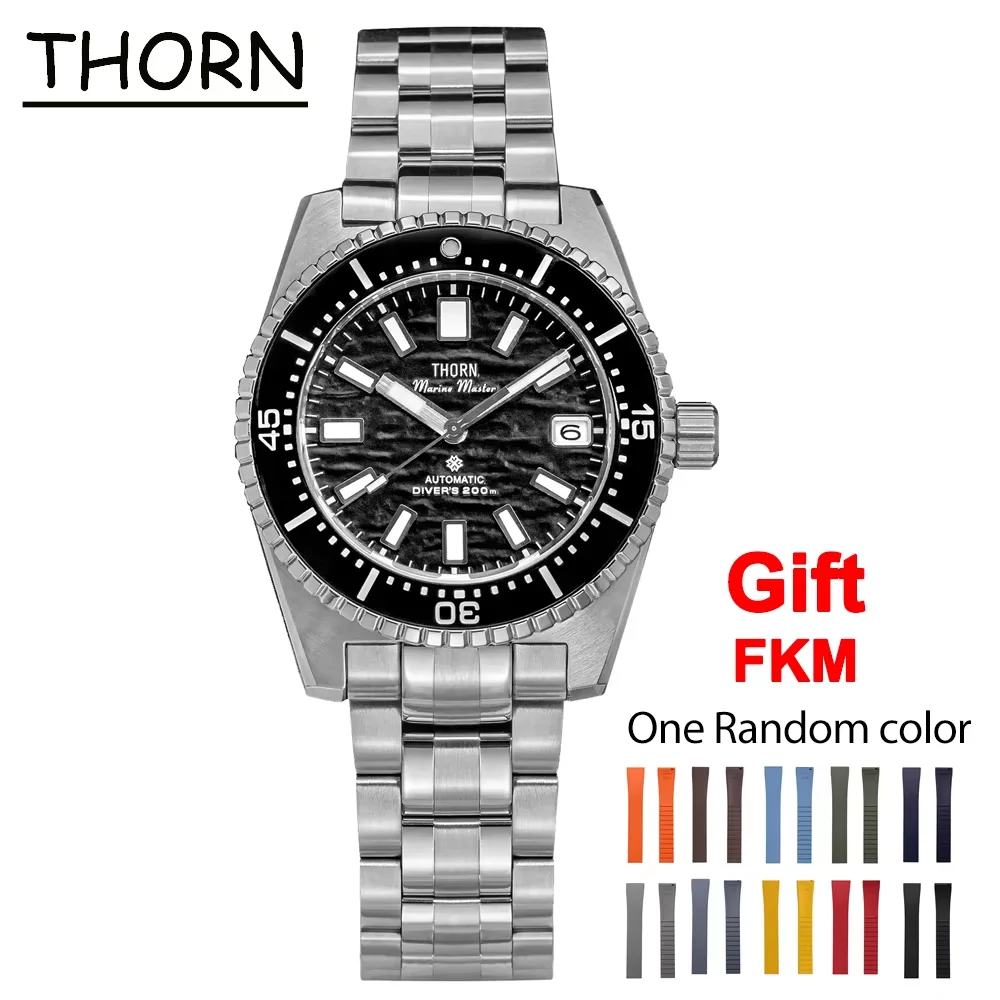 THORN 40mm Dive Watch NH35 Automatic Mechanical Movement 316L Stainless Steel Luminous Sapphire Waterproof 200m Watches SHY042