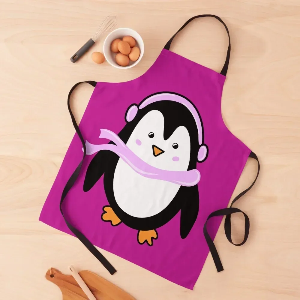 

Festive Winter Penguin with Pink Scarf and Earmuffs, made by EndlessEmporium Apron Kitchenware Kitchen Tools Apron