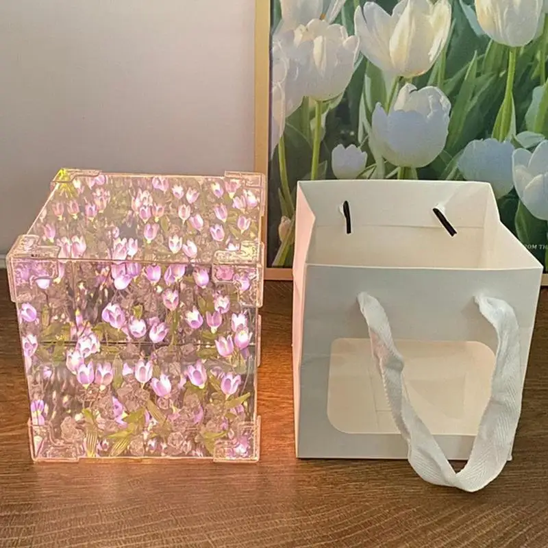 Flower Lamp LED Nightstand Lamp Handmade Rechargeable Tabletop Lighting Device Decorative Night Light for Living Room