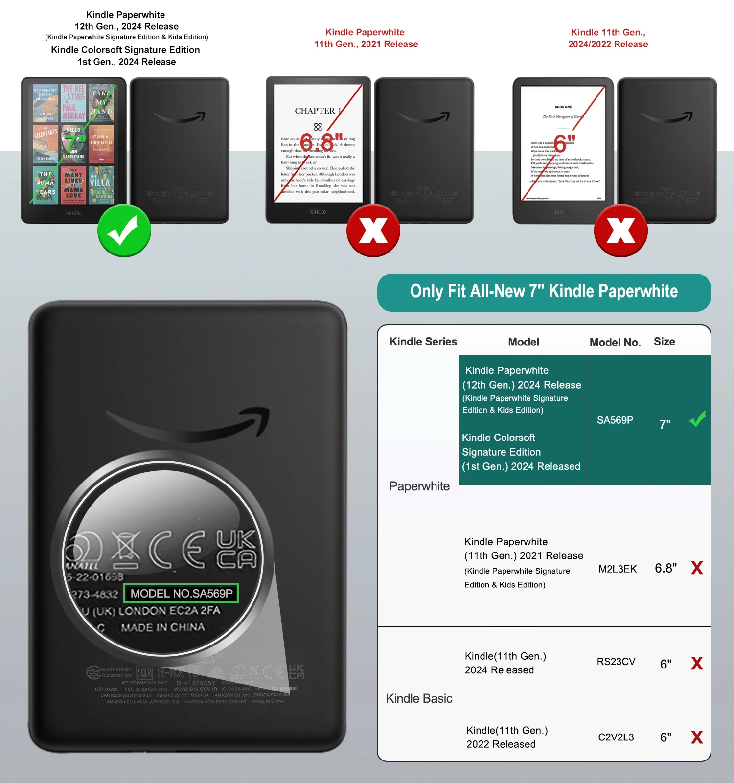 Case For Kindle Paperwhite 2024 12th Generation and Colorsoft Case 7 inch eReader Cover Signature Edition 7\