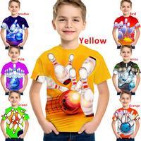 New Fashion Kids t shirt 3d Printed The bowling ball top tee short sleeve for Kids Plus Size 110-160