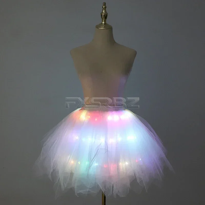 Fashion LED Skirt Birthday Dance Party Colorful Light Up Tutu Skirt Stage Glow Costume White Sexy Belly Dance LED Skirt