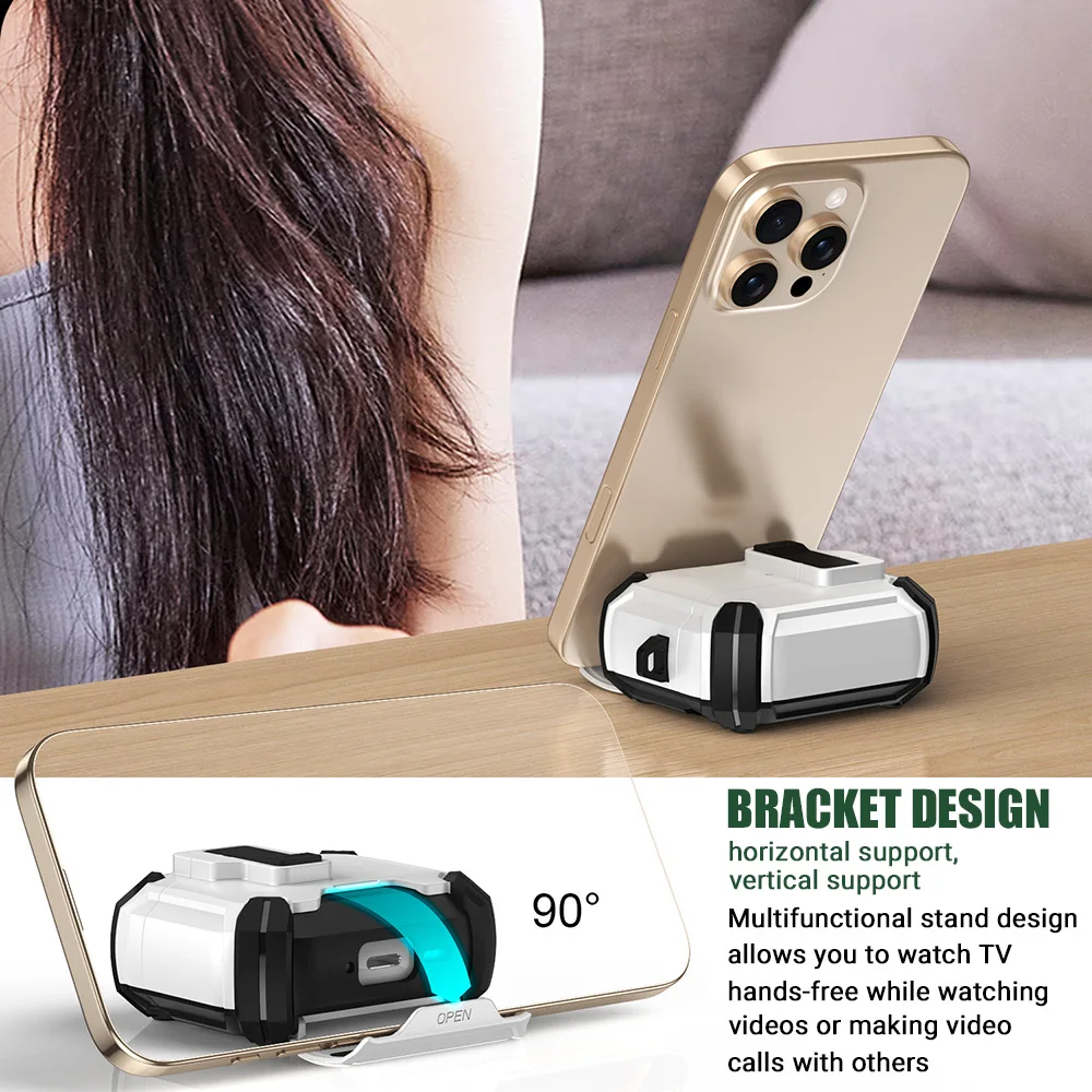 Phone Stand For AirPods 4 Case With Magsafe Magnetic Automatic Lock Protective Cover With Cleaner Kit Case For Airpods 4 1 2 3