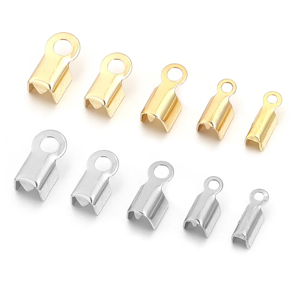 30/60 stücke Verschlüsse Cord End Kappen String Band Leder Clip Spitze Falten Crimp Perle Anschlüsse Für Schmuck Machen DIY liefert