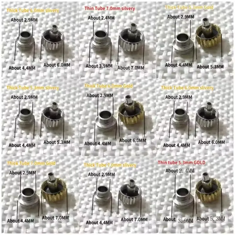 Steel material Watch Crown for Rlx 5.3mm 6mm 7mm Silver Gold Metal Watch Stem Crown Repair plum blossom watch head