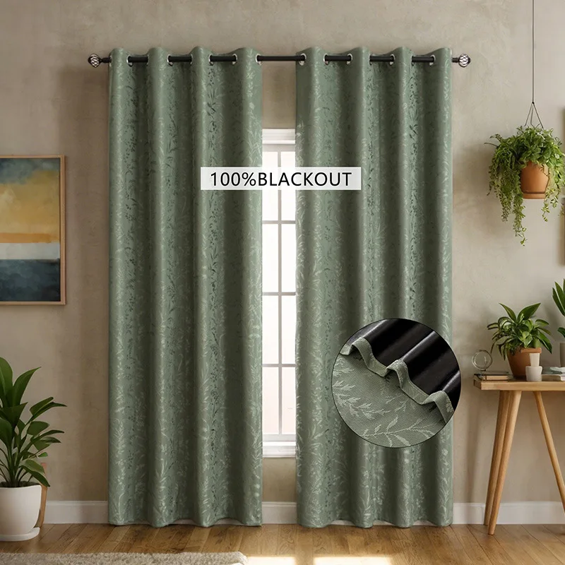 100% Blackout Curtain for Bedroom & Living Room Blackout and Thermal Curtain Window Soundproofing Curtain Nature Print