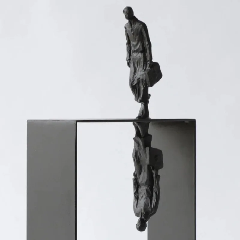 Metal Figure Decoration, Minimalism, Abstract Reflective Sculpture, Desktop Home Decoration, Sculpture, Miniature Model