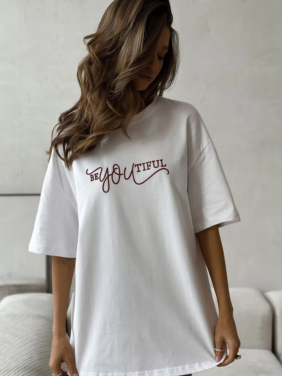 Hirsionsan American Retro Letter Printed T Shirt Women Summer Cotton Soft Short Sleeve Tee Female Oversized Higt Street Top 2025