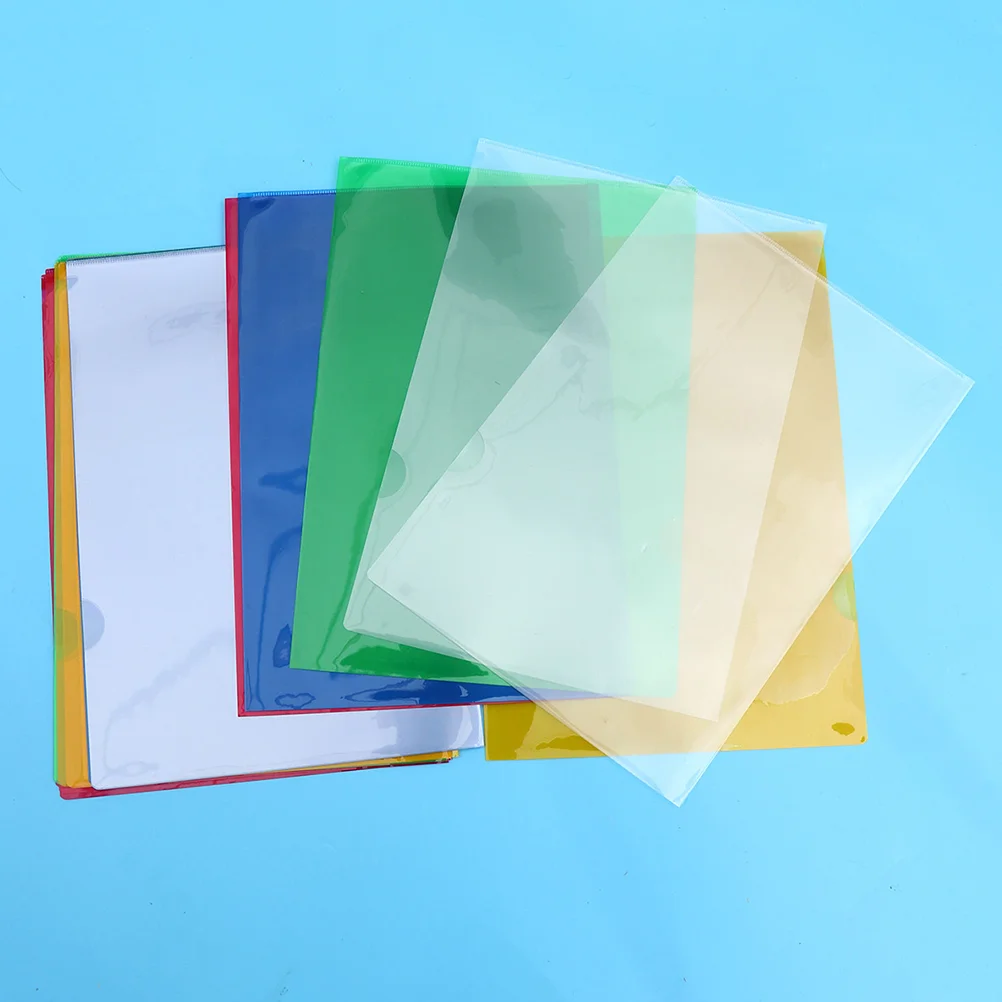 40Pcs Plastic Transparent L-Shaped Clipboard File Clip Paper Holder Memo Folders Board for Home School Office(White Bl