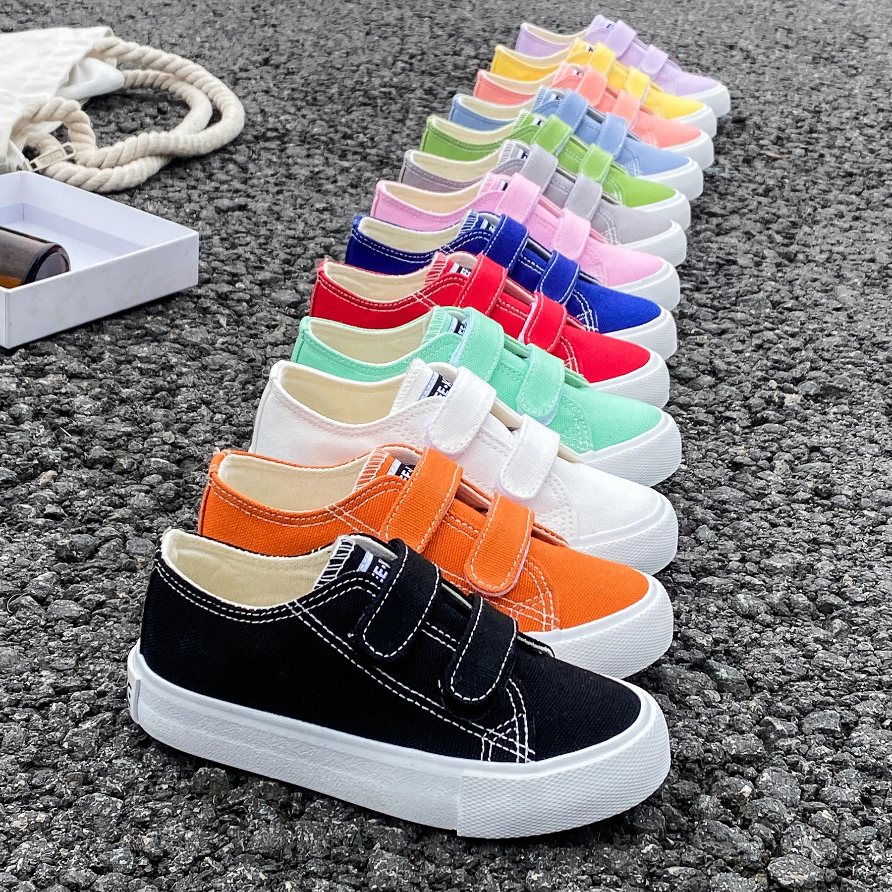 5059 Spring and Autumn New Fashion Children\'s Canvas Shoes Solid Color Boys andGirls Board Shoes Korean Soft Sole Skateboarding