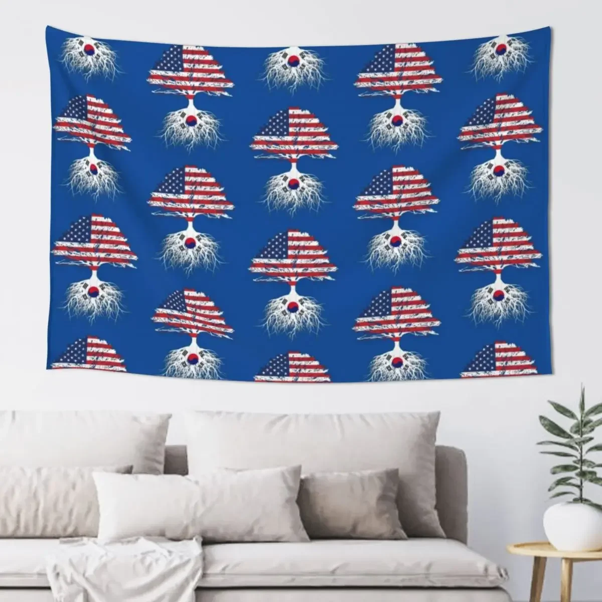 

Korean Roots, Korean American, Korean Grown, KoreaUSA Flag, Art Design Gift Present For Men Women Kids Family Tapestry
