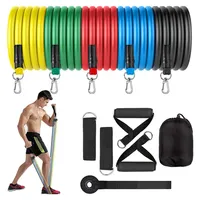 11pcs set Fitness Resistance Bands Set Yoga 5 Tube Workout Bands Home Exercise Bands with Door Anchor Handles Ankle Straps Gym E