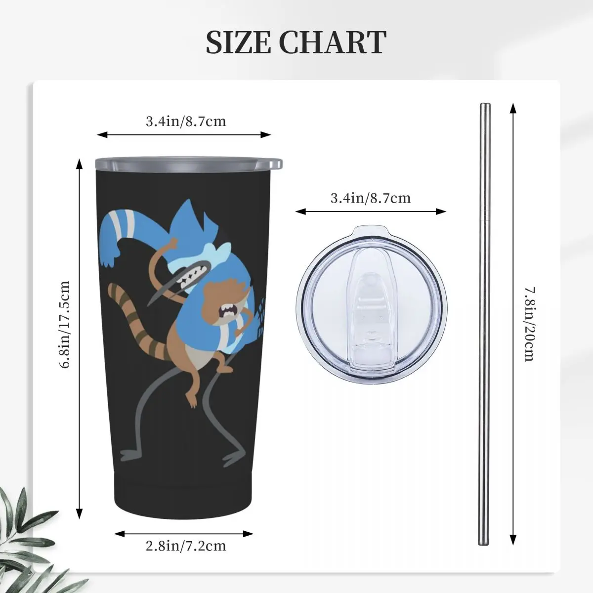 Minimal Regular Show Stainless Steel Tumbler Vacuum Insulated Mug Thermal Cold Cup Straws With Lid 20oz