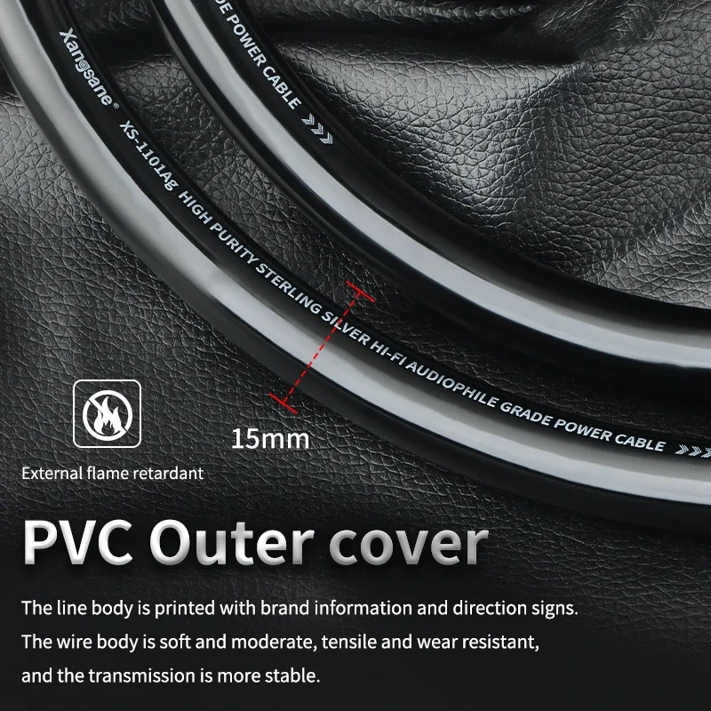 Hi-end Pure Silver Power Cord 3 Core * 2.5mm² HiFi Audio Amplifier AC Power Cable Bulk Power Extension Cables