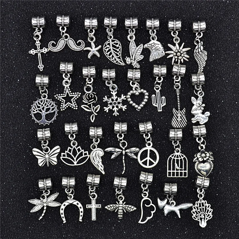 

30Pcs/set Hair Clips Rings Hair Braid Bead Dreadlocks Beads Animals Heart Leaf Flower Charms Rings Tube Accessories Mixed Styles