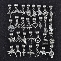 30Pcs/set Hair Clips Rings Hair Braid Bead Dreadlocks Beads Animals Heart Leaf Flower Charms Rings Tube Accessories Mixed Styles