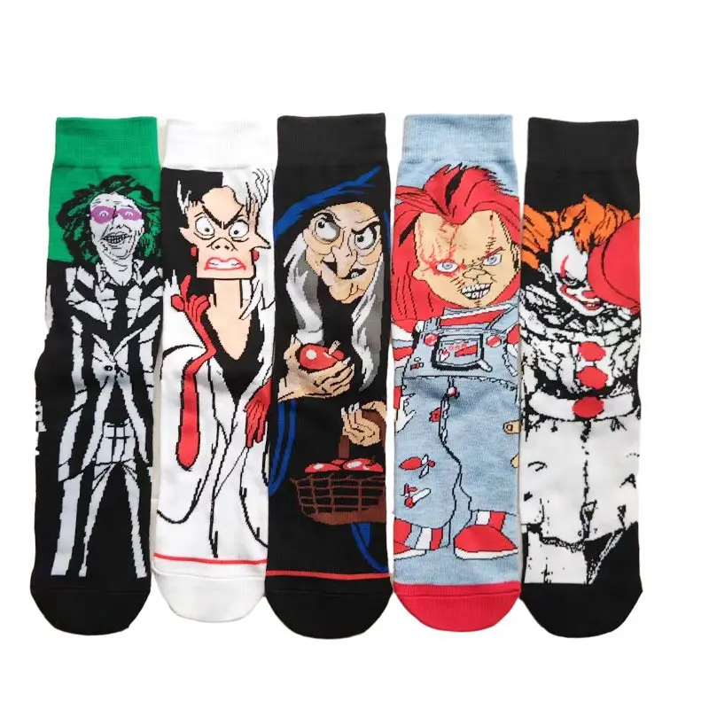 Chucky Cos Child\'s Play  Terrifying Horror Witch Novelty Themes Print Medium Tube Socks Unisex Casual Cotton Socks