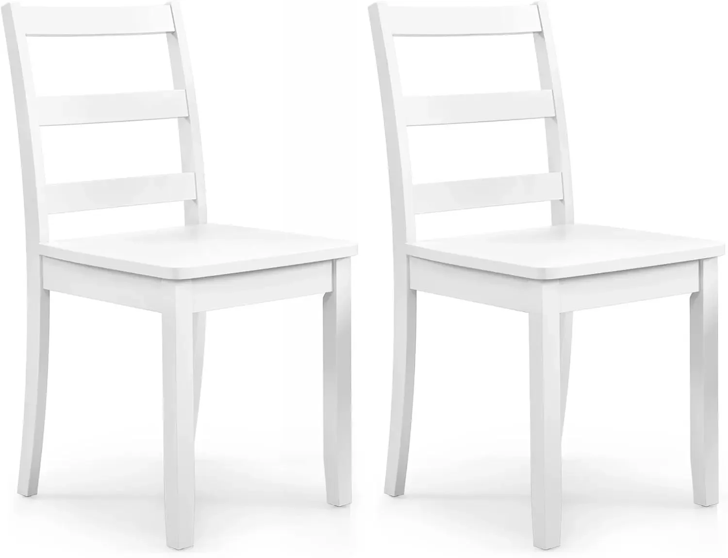 Wood Dining Chairs Set of 2 White - Wooden Kitchen Chairs with Solid Rubber Wood Legs, Non-Slip Foot Pads, Max L