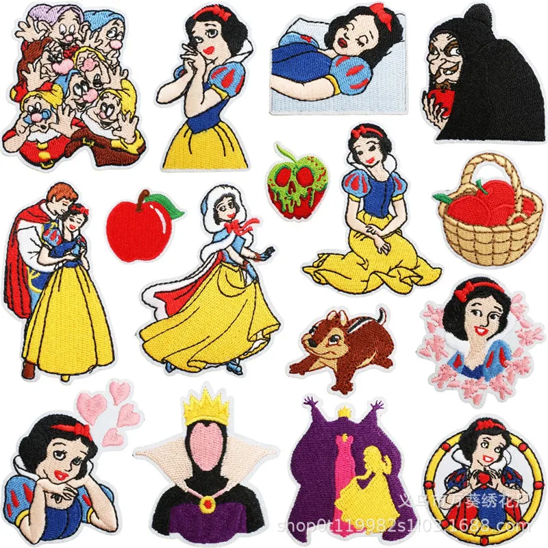 15pcs Snow Princess DIY Icon Ironing Patch Anime Figure Yoshi Wario Bowser Applique Embroidery Accessories Clothes Patch