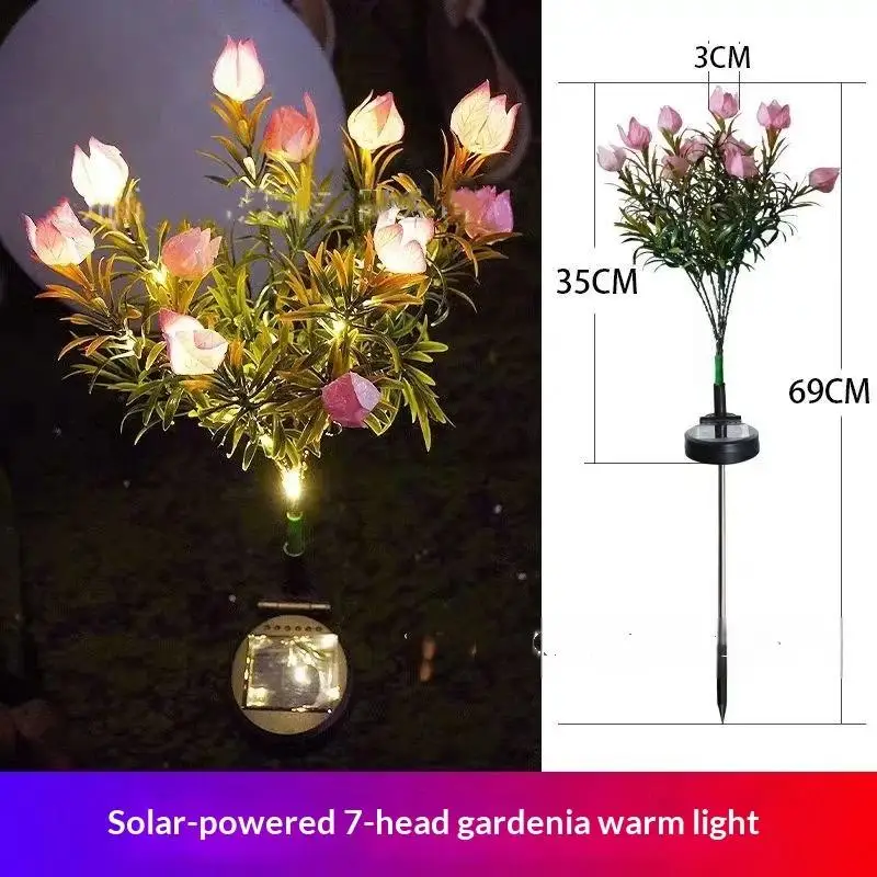Solar Powered Pink Flower Garden Stake Lights High Brightness LED for Wedding Party Outdoor Decor 1 Pack
