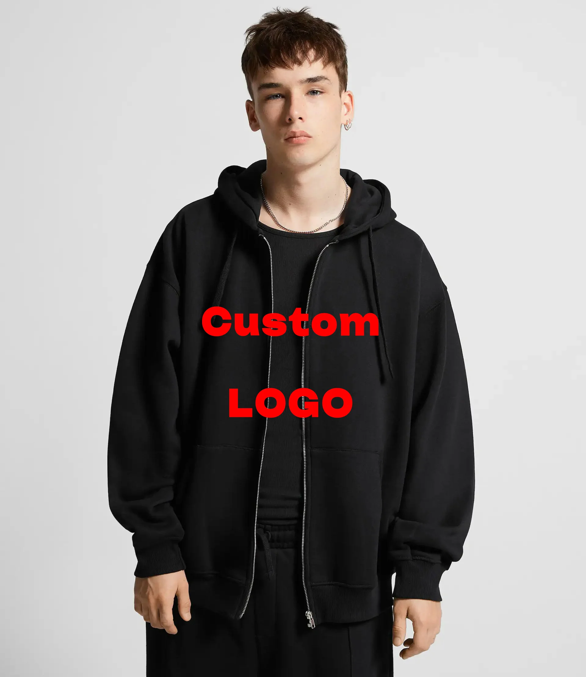 600GSM 95% Cotton DIY Custom LOGO Solid Retro Oversize Hoodie Unisex Winter Warm Zipper Up Open-Up Hoodies Classic Loose Coat