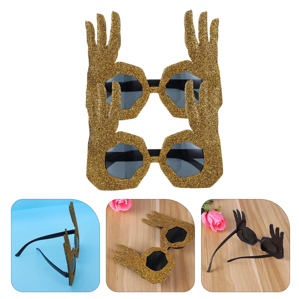 2 Pcs Funny Holiday Sunglasses Halloween Decorative Props for Party Eyewear Nurse Fashionable Ok Handshaped Glasses Versatile