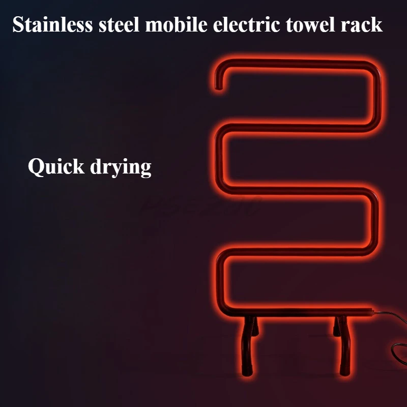 Stainless Steel Mobile Electric Towel Rack Intelligent Bathroom Yahei 201 Stainless Steel Carbon Fiber Heated Towel Pole