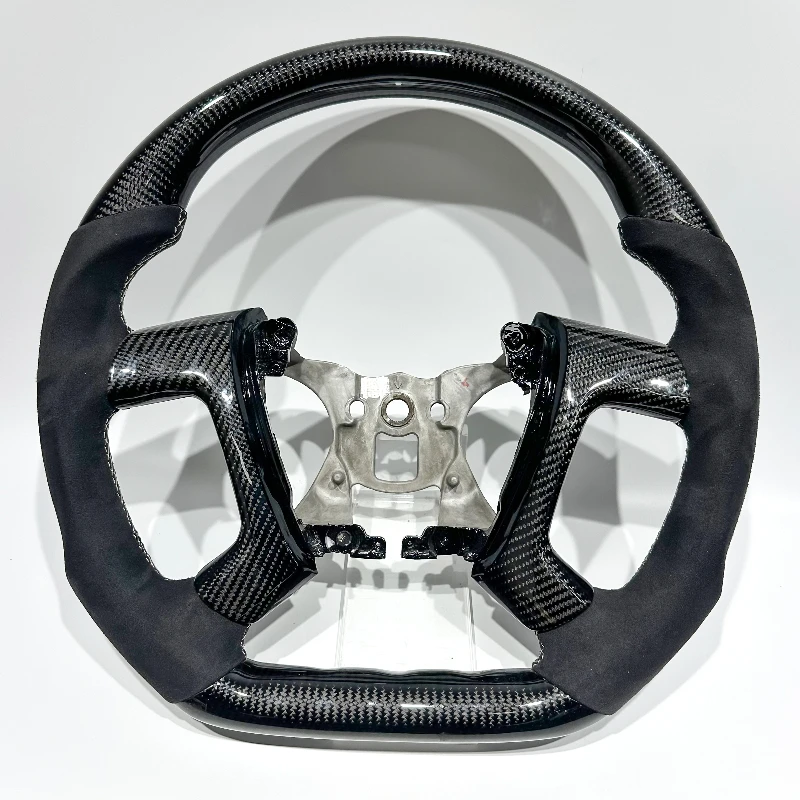 Real Black Carbon Fiber White stitching Custom Sports Steering Wheel Suitable for Old Model Chevrolet Silverado 1500 2006-2014