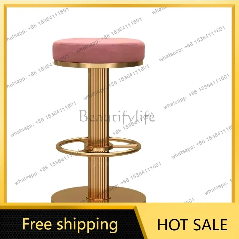 LJY Trendy Minimalist Bar Stool Adjustable Swivel Stool for Home Office Reception Contemporary Luxury High Stool