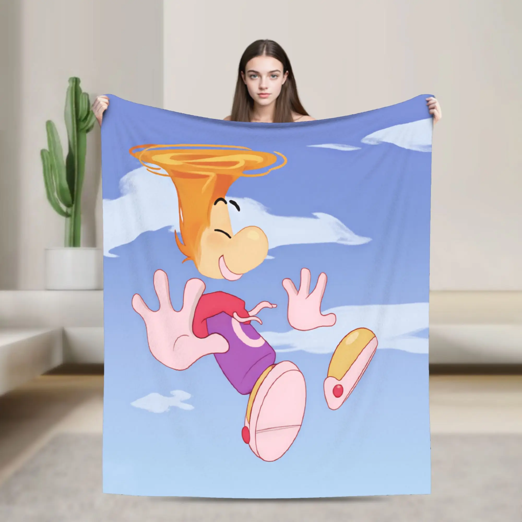 Flying fist attack Raymans Comfortable Blanket For Sofa Home  Fashion Throw Blanket Winter Travel Flannel Bedspread