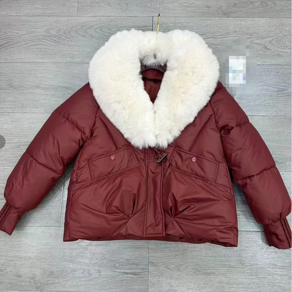 Winter New Warm Thicken Parka Coat Removable Fur Collar Loose Bread Coat Loose Chic Down Jacket Coat Women's Outwear 8802