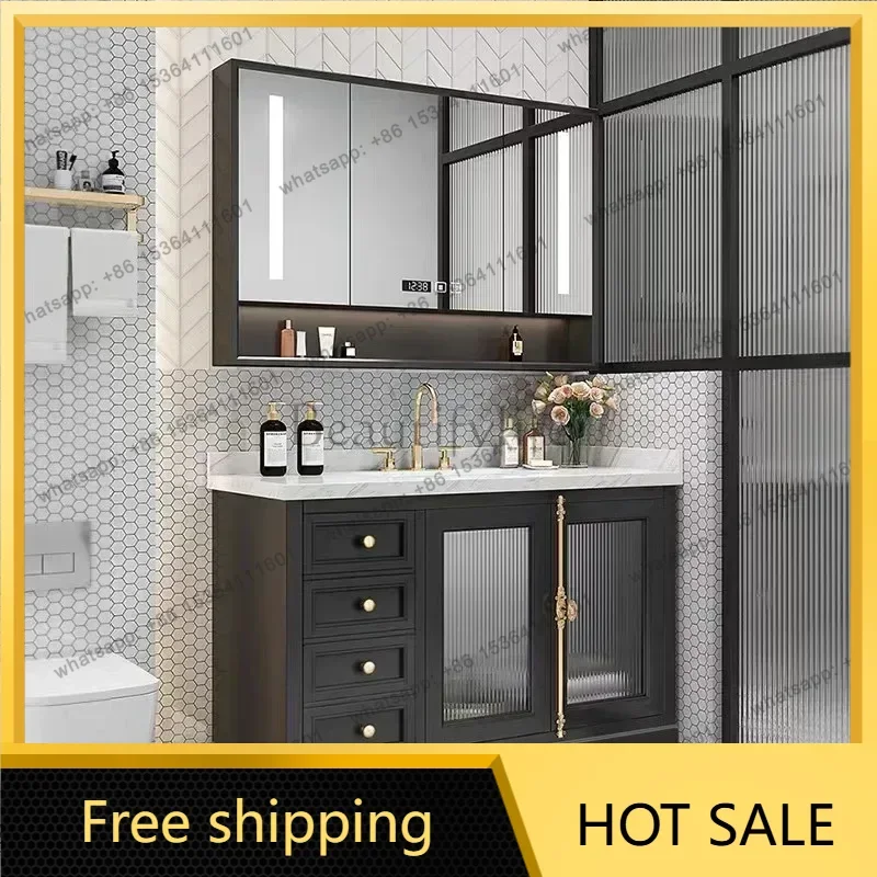 LDNarrow Wall Cabinet Luxury Bathroom Cabinets Rock Ceramic Basin Storage Salon Station Shelf Bathroom Furniture Home