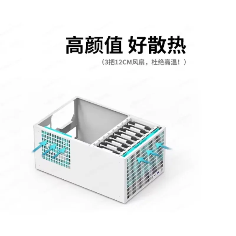 B10 10 Disk NAS Chassis ATX Large Power Full High PCIe Black Storage Server AIO Research Data Storage Component