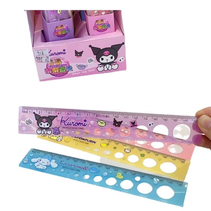 72 pcs/lot Sanrio Melody Kuromi Ruler 18 cm Measuring Straight Rulers Drawing Tool Promotional Stationery Gift School Supplies