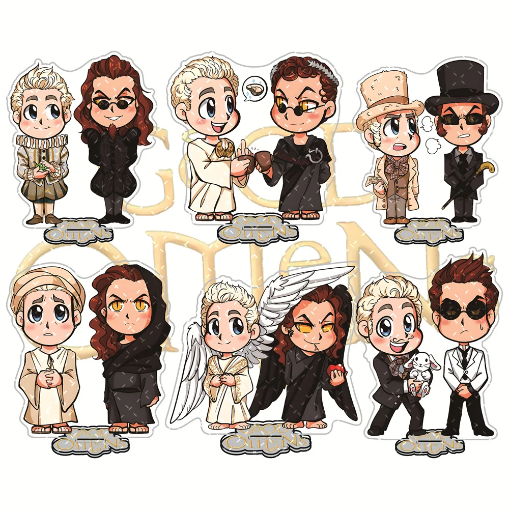 Good Omens Anglo-American Co-produced Miniseries 12cm Acrylic Stand Aziraphale & Crowley Collectible Merchandise Desktop Decora