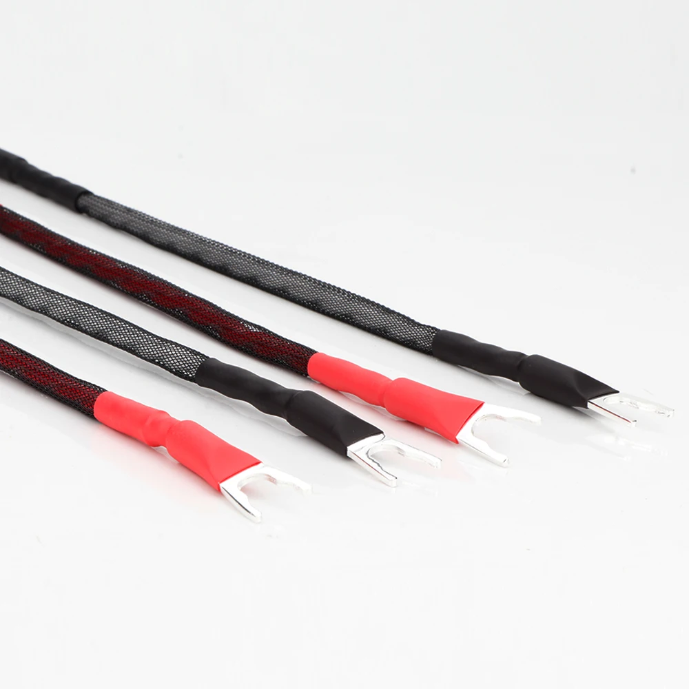 4 stks/set 6AG Hi-End Audio Jumper Draad Banaan naar Y Spade hifi Speaker Jumper Luidsprekerkabel Biwire Jumper leads