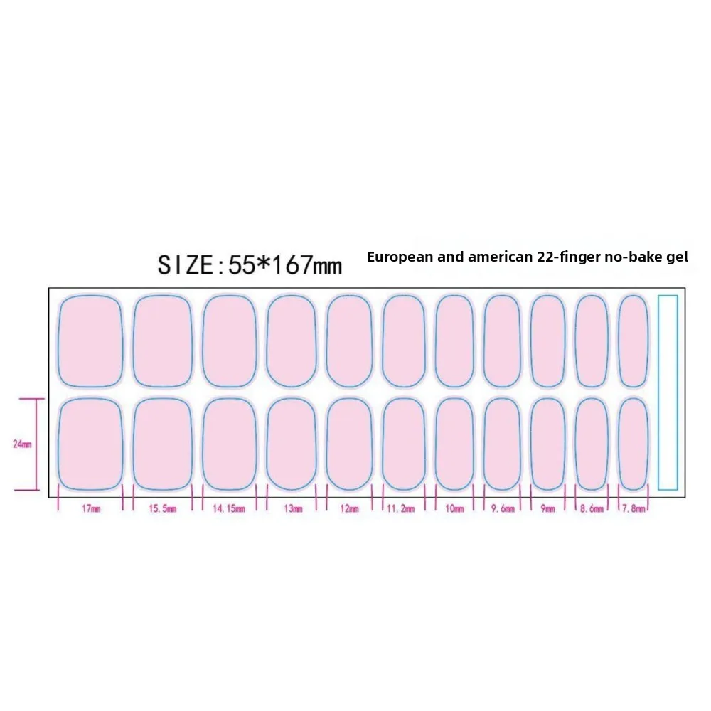 22Strips Semi-Cured Nail Wraps Semi Cured Full Cover UV Nail Sticker French White Edge Long Lasting Gel Nail Sticker Wraps 6