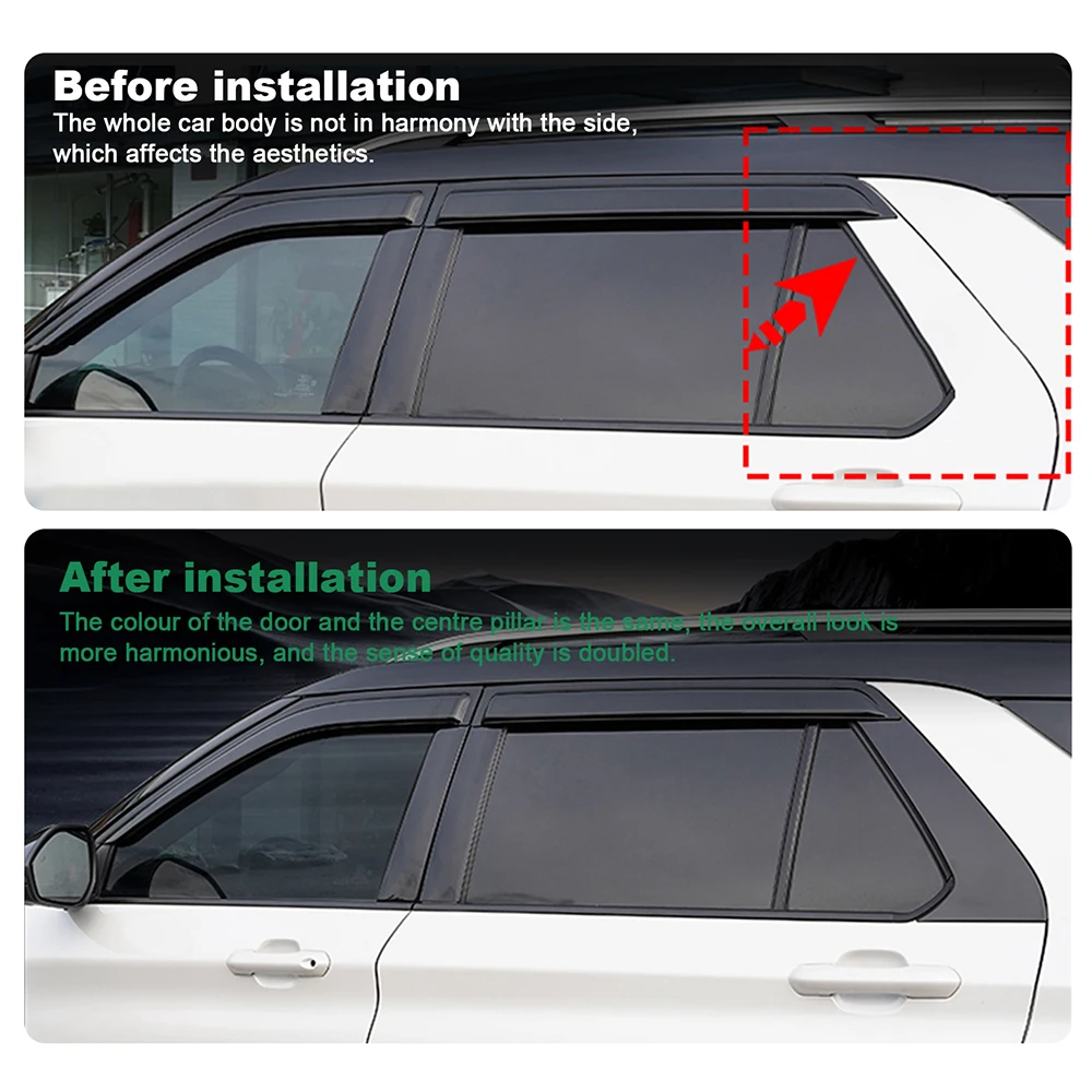 

Glossy Black Window Door Column C Pillar Post Cover Trim For Ford Explorer 2020-2024 2025 Stainless steel Decoration Stickers